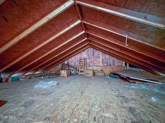 view of unfinished attic