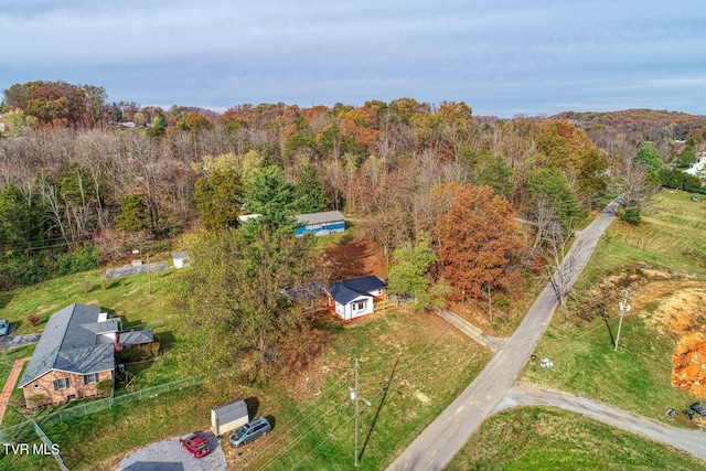 aerial view featuring a forest view