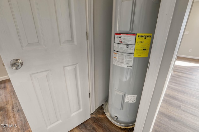 utility room with electric water heater