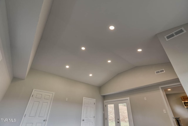 room details featuring french doors, visible vents, and recessed lighting