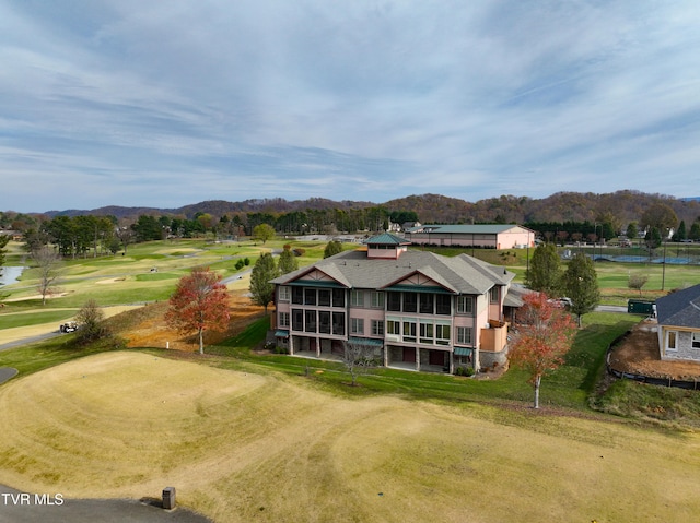 bird's eye view with a mountain view