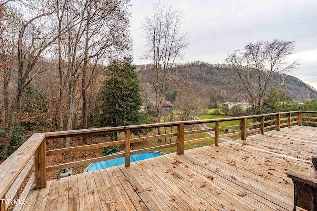 deck featuring a mountain view