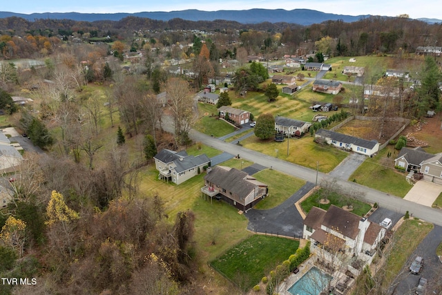 birds eye view of property featuring a mountain view