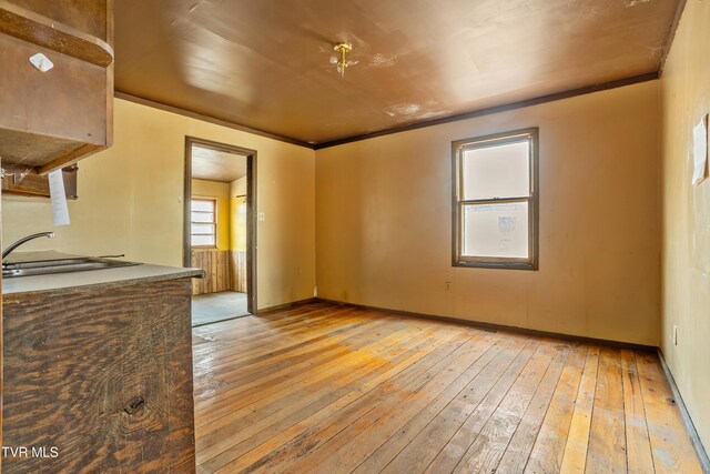 1667 Bristol Caverns Hwy, Bristol, TN 37620 - unfurnished living room featuring light wood-type flooring, a sink, and baseboards