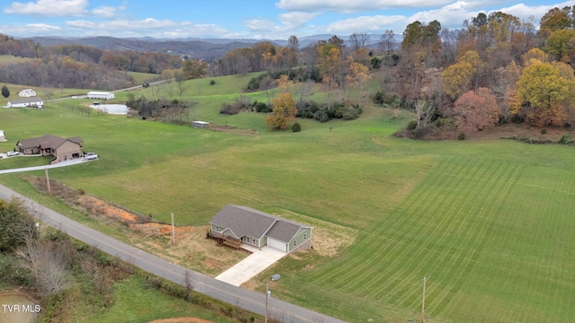 aerial view featuring a rural view