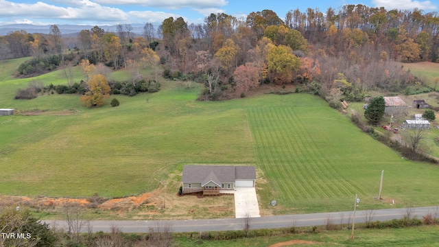 aerial view featuring a rural view