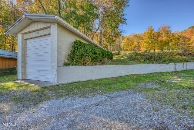 view of garage