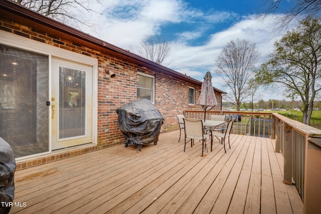 deck featuring area for grilling