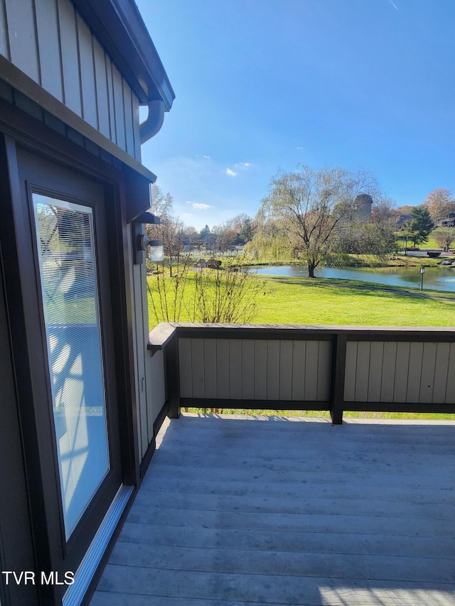 deck with a water view