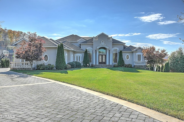 view of front of home with a front yard