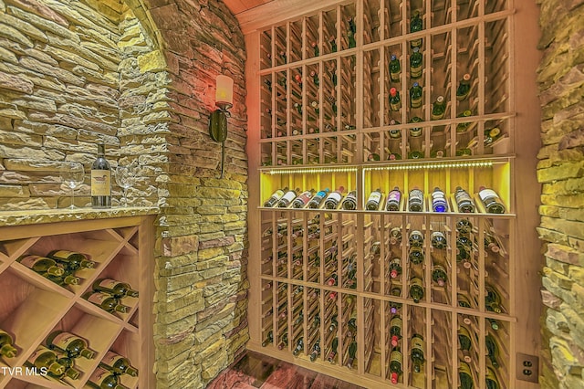 wine room with hardwood / wood-style flooring