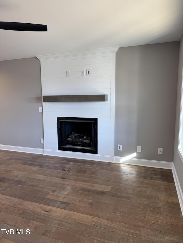 details featuring hardwood / wood-style flooring and a fireplace