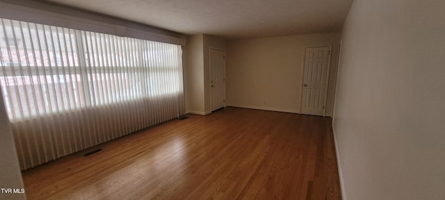 spare room featuring wood-type flooring