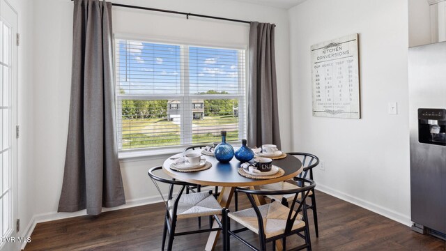 1711 Fox Meadows Cir, Bluff City, TN 37618 - dining room with dark wood-style floors and baseboards