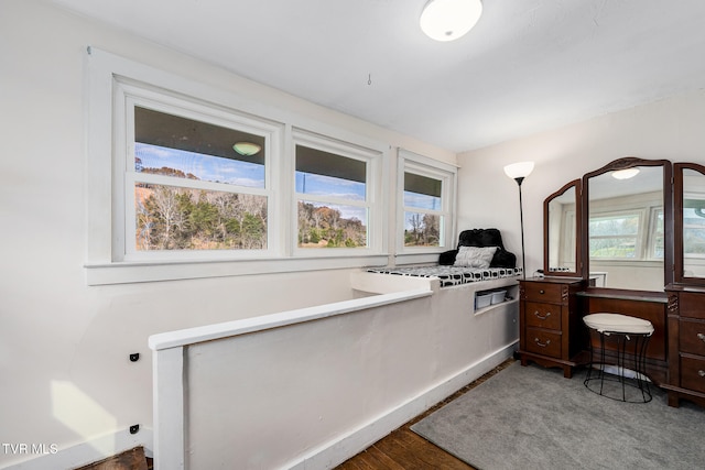 interior space with hardwood / wood-style flooring