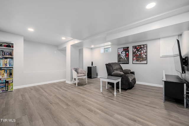 living area featuring light wood-type flooring