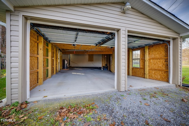 garage featuring water heater