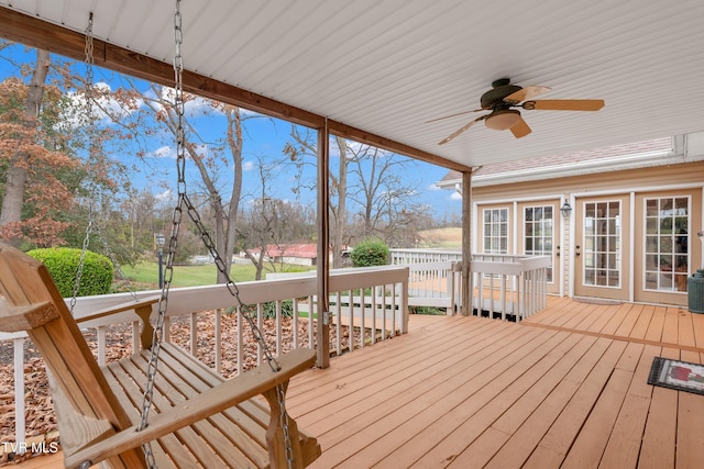 deck featuring ceiling fan