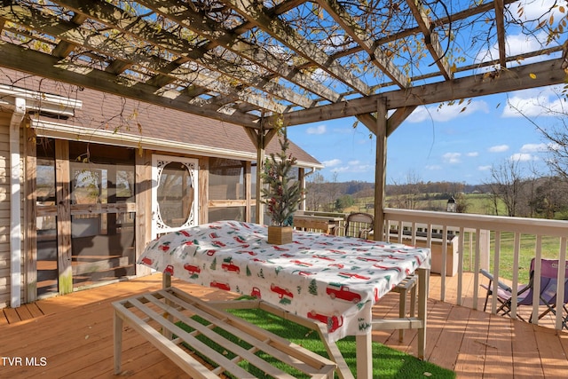 wooden deck with a pergola