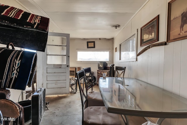 interior space with wooden walls