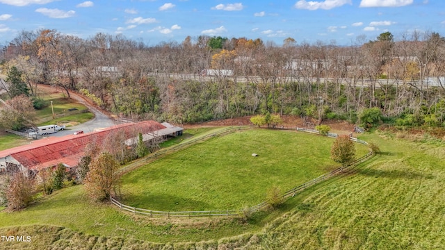 aerial view with a rural view