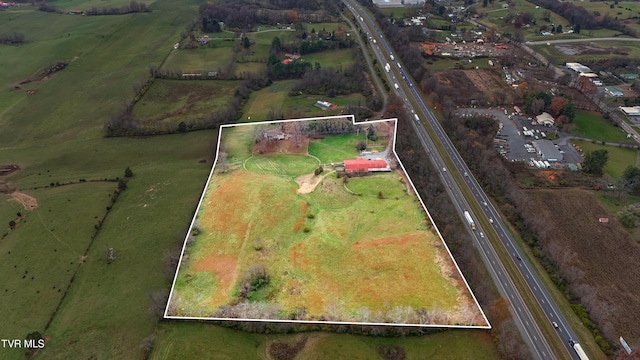 bird's eye view featuring a rural view