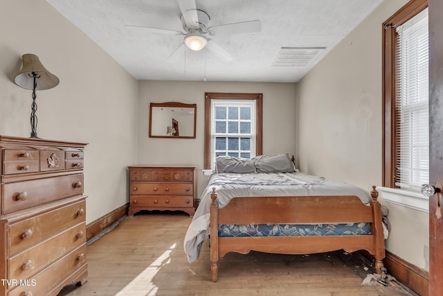 106 W Sycamore Ave, Big Stone Gap, VA 24219 - bedroom featuring light wood-style flooring, ceiling fan, baseboards, and a textured ceiling