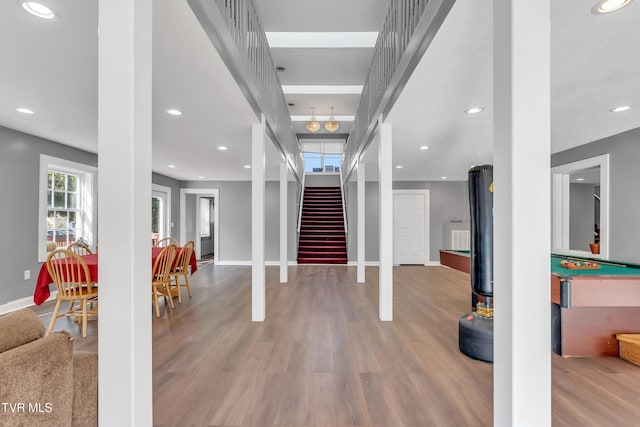 106 W Sycamore Ave, Big Stone Gap, VA 24219 - foyer with stairway, wood finished floors, baseboards, and recessed lighting