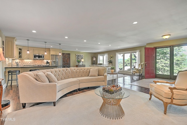 living room featuring light hardwood / wood-style flooring