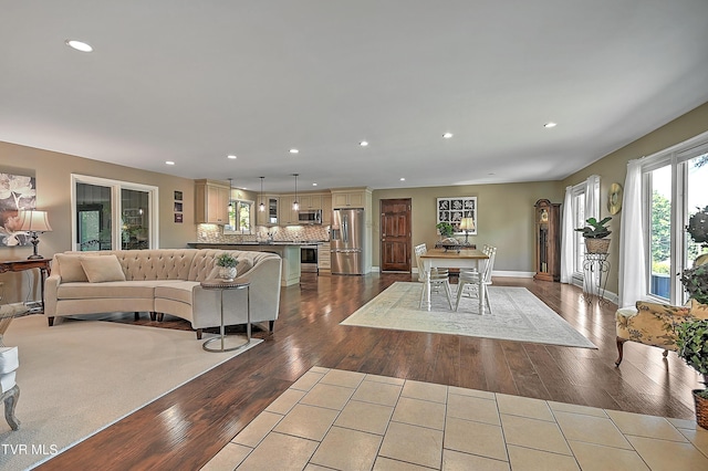 living room featuring light hardwood / wood-style floors