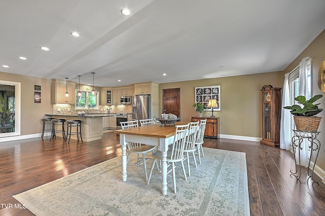 dining room featuring dark wood-type flooring