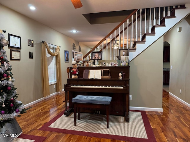 miscellaneous room with hardwood / wood-style floors