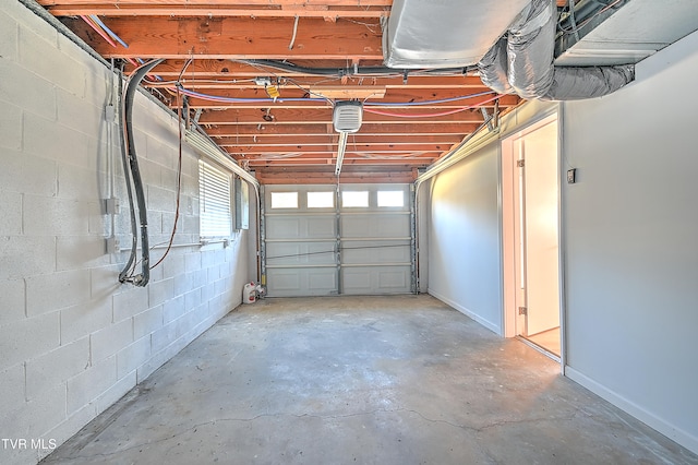 garage with a garage door opener