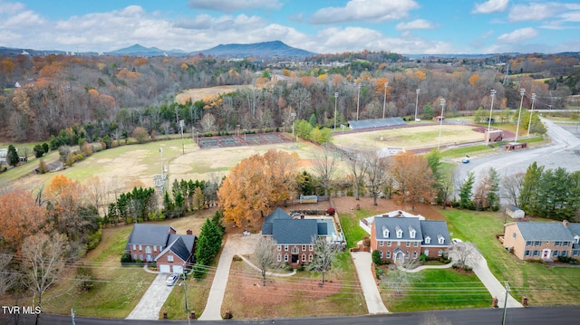 drone / aerial view with a mountain view