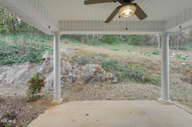 view of patio with ceiling fan