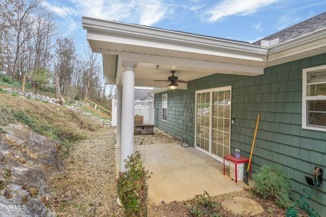 view of patio / terrace featuring ceiling fan