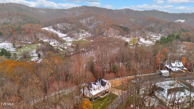 drone / aerial view with a mountain view