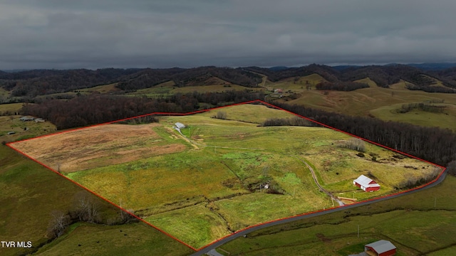 drone / aerial view with a rural view