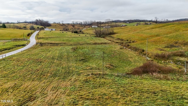 bird's eye view with a rural view