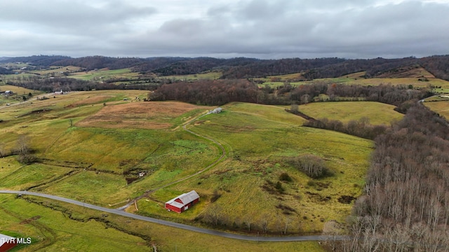 drone / aerial view featuring a rural view