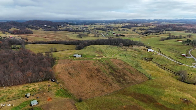 aerial view with a rural view