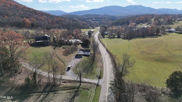 bird's eye view with a mountain view