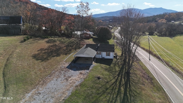 drone / aerial view with a mountain view