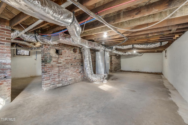 basement with heating unit