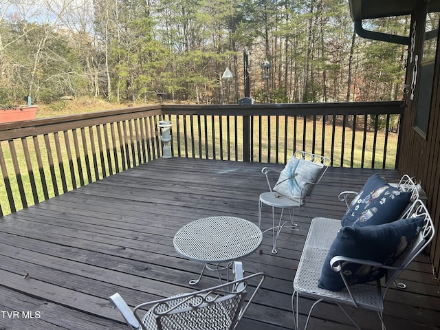 deck with a yard