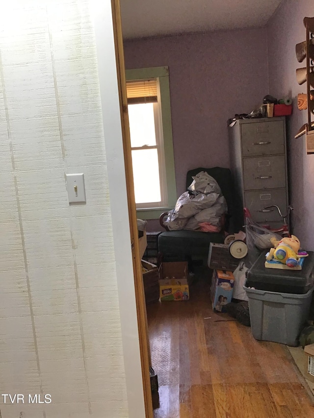 bedroom with wood-type flooring