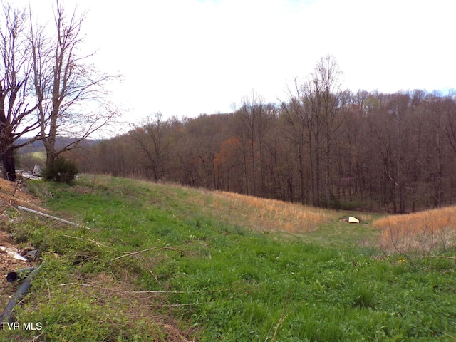 exterior space featuring a forest view