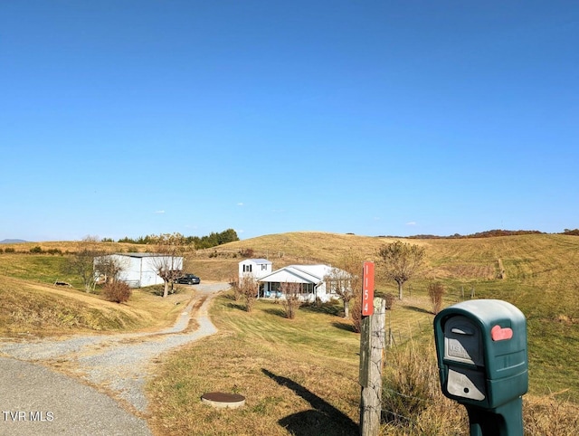 view of street with a rural view