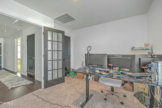 office featuring hardwood / wood-style floors