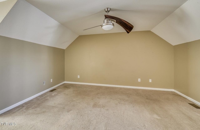 1505 Kensington Pl Unit 1505, Johnson City, TN 37615 - additional living space with lofted ceiling, light colored carpet, baseboards, and a ceiling fan